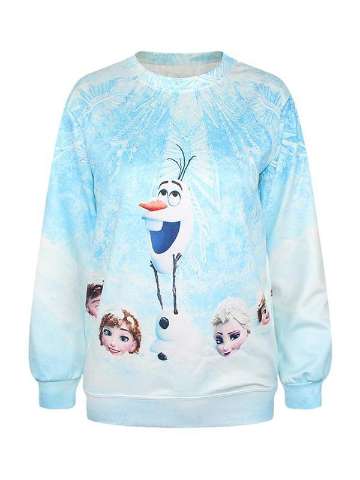 Women's Fashion Punk Frozen Snow Ball Digital Print Long Sleeve Sweatshirts & Hoodies