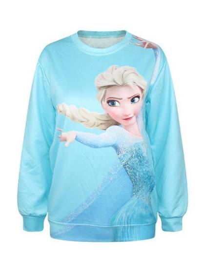 Women's Fashion Punk Frozen Let it go Digital Print Long Sleeve Sweatshirts & Hoodies