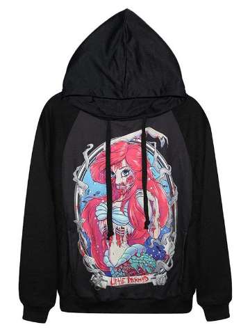 Women's Fashion Zombie Ariel Digital Print Long Sleeve Hoodies Sweatshirt