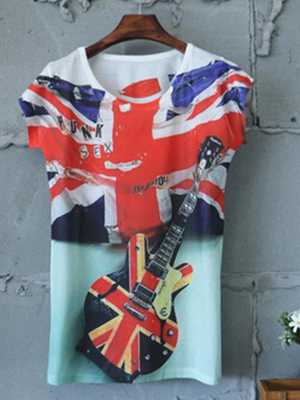 2015 NEW Summer Ladies Short Sleeve Loose Casual Print T-shirt Tops Blouse