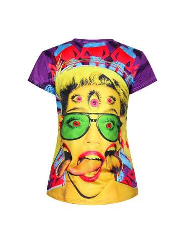 Women's Fashion Short Sleeves Crewneck bad girl Print Pattern Loose Casual Shirt Street wear