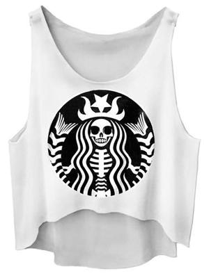 Women Steampunk Summer Sleeveless Loose Tank Tops Zombie Digital Printed Vest Crop Tops
