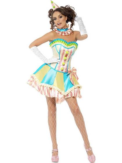 Dancing Party Sexy Cosplay Costumes Halloween Deluxe Vintage Candylicious Clown Circus Costume