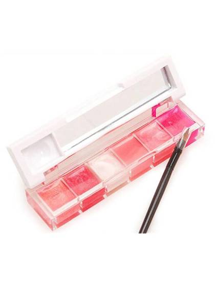 Women‘s 6 Colors/pc Lip Balm Gloss Palette Fashion Makeup Magical Cosmetic Water Velvet Lip Jelly Gel with Lip Brush Inside