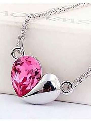 Heart shape Lovely Nice Crystal vary color available pendant necklace