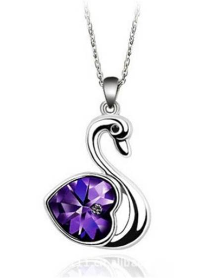 Women fashion Swan like heart gemstone vary color available party pendant necklace