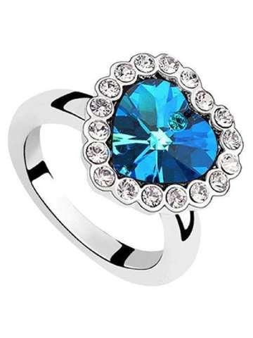 Womens Fashion Jewelry Ocean Heart Titanic Crystal Engagement Rings For Birthdays / Christmas / Wedding