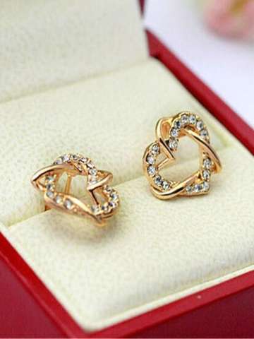 Lady's Fashion vintage  Love heart chain pendant necklace choker jewelry accessories and earrings