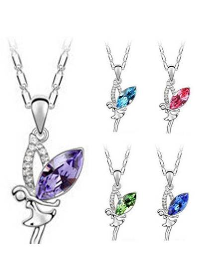 Hot Women Fashion Jewelry Crystal Lovely Genius Necklace Chain Gift 5 Color