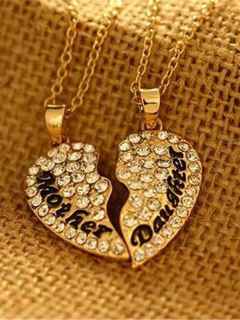 Eloi Jewelry Mother and Daughter Necklace Best Friend Pendant Necklace Gift (Size 1.5" * 1.5"; Color White)