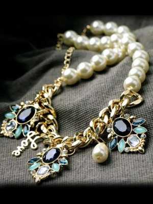 Fashion necklace women jewelry wholesale glass pearl pendant necklace