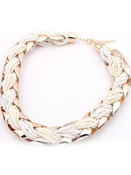 Fashion White Joker Bohemian Amorous Feelings Bead Necklace Short for Spring