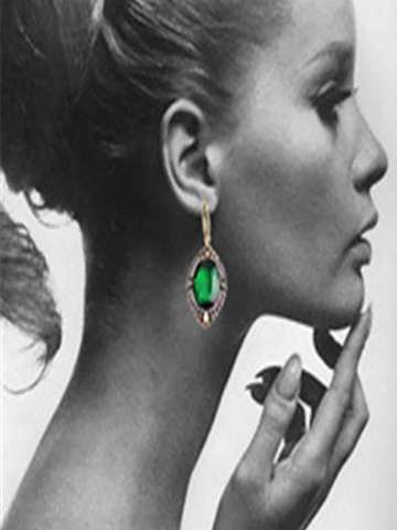 European and American fashion luxury Emerald Earrings Earrings