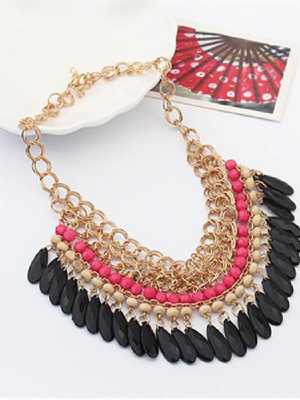 Fashion Chic Vogue Waterdrop Beads Choker Chunky Pendant Bib Statement Necklace Chain