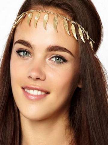 2015 New Arrive New Retro Gold Feathers Fringed Hair Band Hollow With Hoop Hair Band Hoop For Girls Women