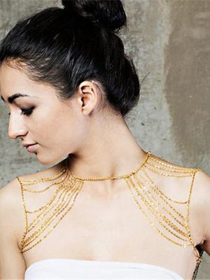 Womens Chain Necklace Multi Punk Metal Shoulder Chain Link Necklace Tassel Body Chain