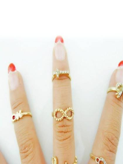 7Pcs Hot Sell Mix Top Fashion Cute Knuckle Gold Cut Above Ring Band Midi Rings cool punk