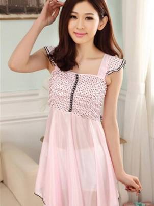 Summer emulation silk pajamas women sexy ice silk nightdress nightgown