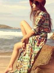 New Fashion Womens Vintage Chiffon Long Sleeve Boho Gypsy Hippie Maxi Cardigan Shirt Dress