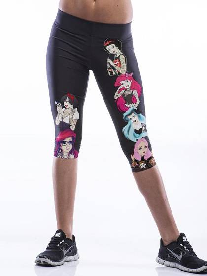 Women  3D Digital Cartoon Stretch Cotton  Knee Length Capri Sport Leggings Tights Shapewear