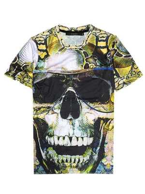 3D Skull Print Casual Cotton Punk Casual Gothic Short Sleeve T-Shirt Tee Shirt 4 Size M-2XL T-shirt