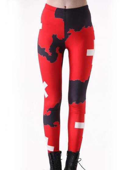 2014 football World Cup Digital Print Switzerland Flag Pants Leggings Sexy Slim Free Size