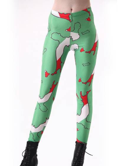 Women's FashionWorld Cup Cheer Leader Italy Flag Pants Digital Print Leggings-free size