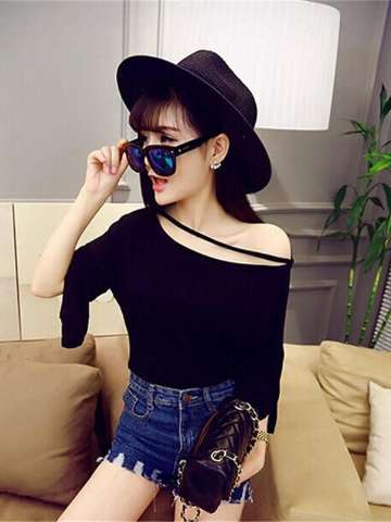 New Women's Off Shoulder Chiffon Comfort Summer Hollow Collar Blouses