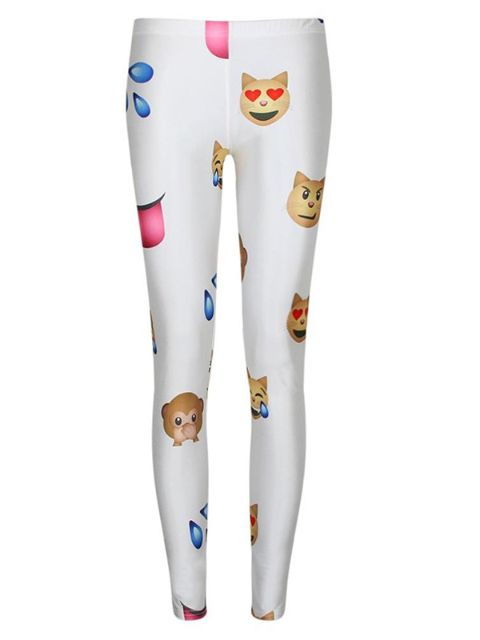 Womens Trousers Trendy Summer Emoji Digital Print Sexy Casual Pants Leggings