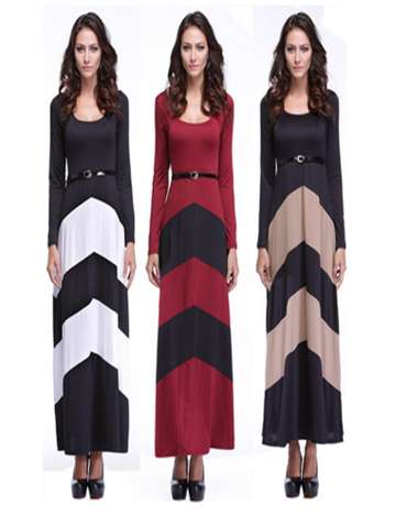 Women's Long Sleeve Slim Maxi Dresses Fashion Beach Long Dress
