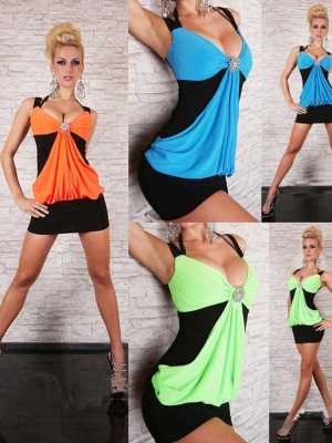 Fashion Neon Black Patchwork Halterneck Crystal Bodycon Dress For Cocktail Clubwear  Party