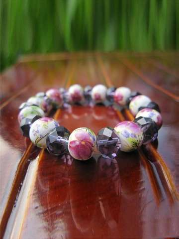 New Creative Hot Sale Romantic Purple Floral Ceramic Crystal Bracelet Jewelry Accessories