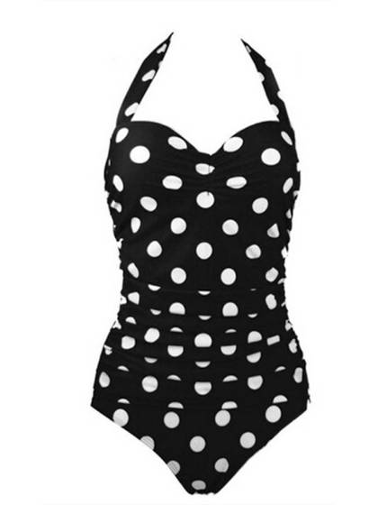 Sexy Women Bikini One Piece Push Up Swimsuit Polka dotted Bathing Suit Swimwear