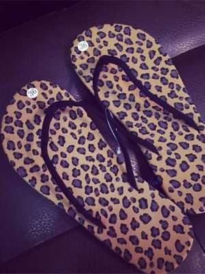 HOT Women's Leopard Flat Sandal Beach Shoes Slippers Flip Flops