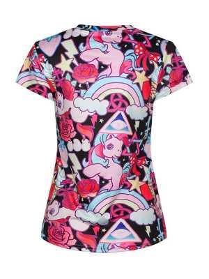 Women's 3D Digital Printing Short Sleeve Crewneck T-Shirt Shirts Tee (Muticolor) T-shirt