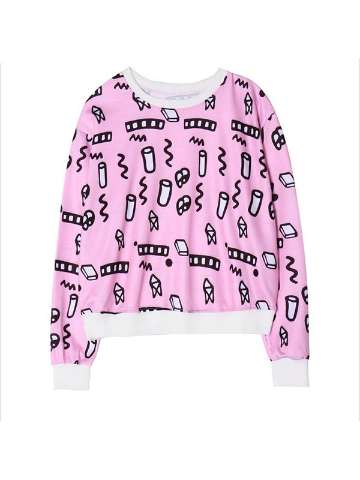 Women Korean Harajuku Style Personalized Print Long Sleeve Loose Sweatshirts & Hoodies