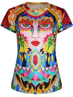 Women Clubwear Tops Punk Lady Digital Print short sleeves Summer T Shirts