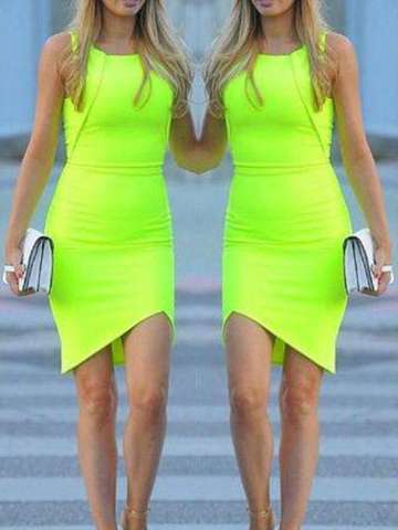 M-3XL Women's Hot Fashion Light Green Sleeveless Halter Neck Strappy Bodycon Pencil Dress