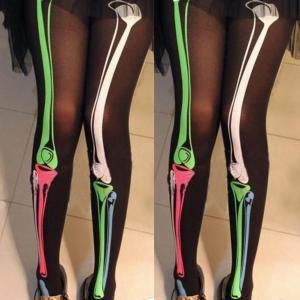 Holloween Skeleton Bone / Blood Vessel Opaque Cotton Tattoo Pantyhose Tights Leggings