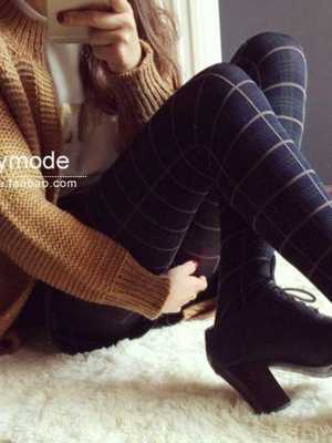 Korean Stockings Opaque Plaid Pantyhose Rock Gothic Stretchy Tights Pantyhose