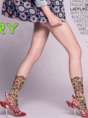 Triangle Print Women's Fashion Sweet Girl Tattoo Stockings Leggings Pantyhose Transparent