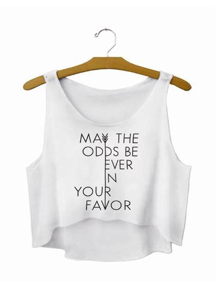 Women fashion casual sport white color digital  letters print sleveless vest crop top shirt
