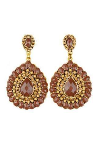 Women fashion vintage  rhinestone earrings Environmental alloy drop beads earrings  for party