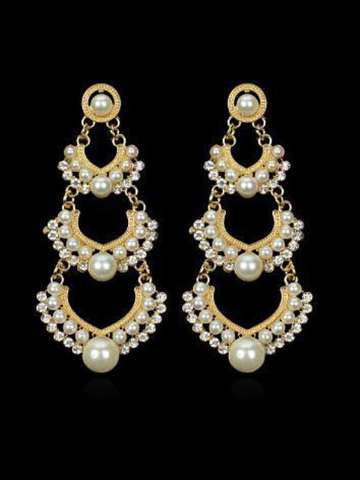 Women fashion rhinestone earrings pearl heart shaped earrings glass earrings for party