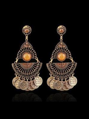 Women fashion vintage personality coin  hot rhinestone earrings geometry earrings  for party