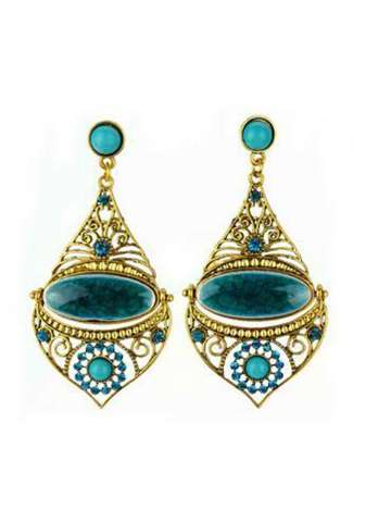 Women fashion Ethnic green resin earrings tear drop-shaped earrings for party