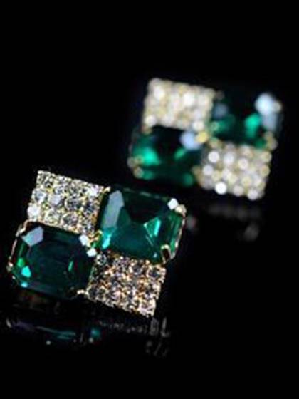 Women fashion Diamond rhinestone earrings geometry shaped earrings glass earrings for party