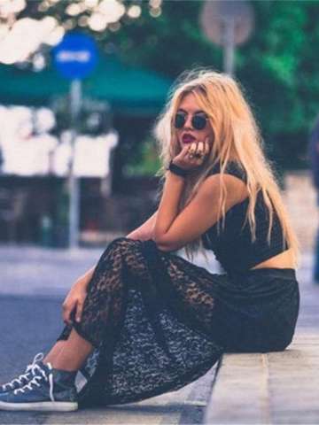 Women Fashion Sweet Black Semi Sheer Lace Skirt Bottom