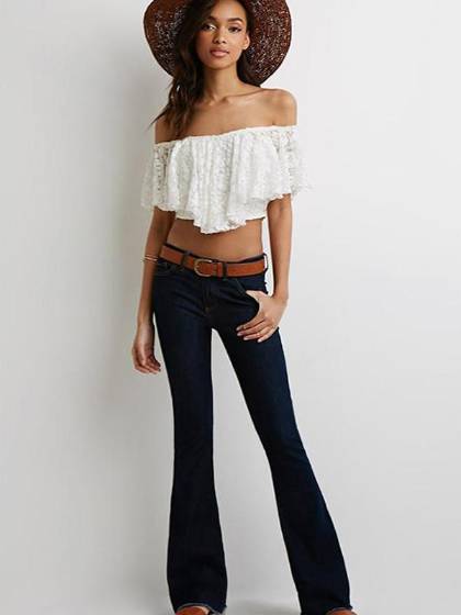 Women's Fashion Sexy White Off The Shoulder Overlay Ruffled Bandeau Top