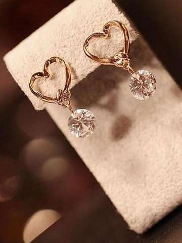 Heart Shaped Ear Pins Zircon Eardrop Crystal Earrings Zircon for Women